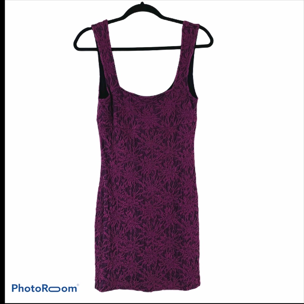 Free People Ruched Body Con Mini Plum Tank Dress
